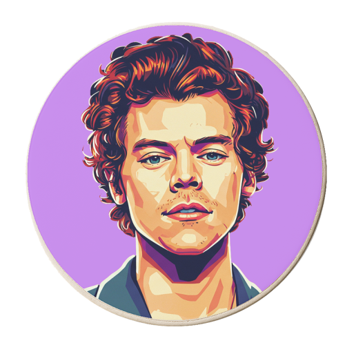 Harry Portrait on a Purple Background - personalised beer coaster by David Bond