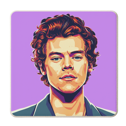 Harry Portrait on a Purple Background - personalised beer coaster by David Bond