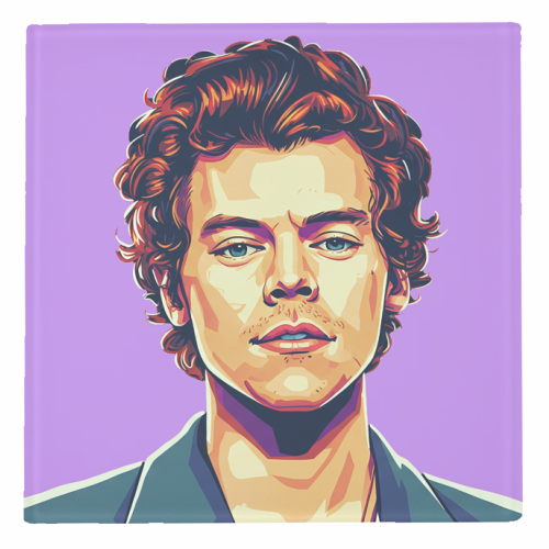 Harry Portrait on a Purple Background - personalised beer coaster by David Bond