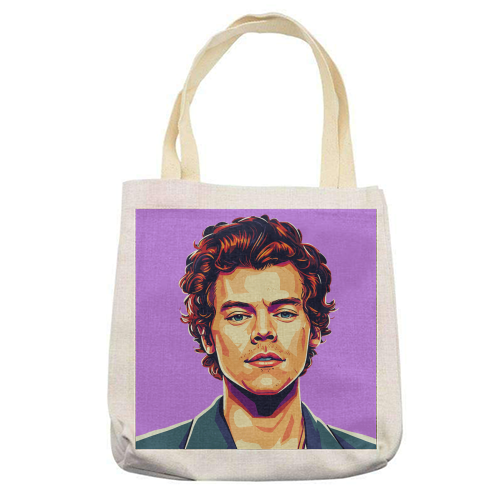 Harry Portrait on a Purple Background - printed canvas tote bag by David Bond