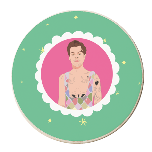 Harry Pretty in Pink And Green - personalised beer coaster by Laura Lonsdale