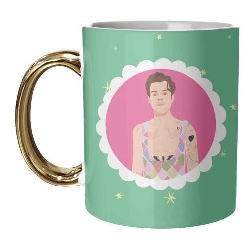 Harry Pretty in Pink And Green - unique mug by Laura Lonsdale