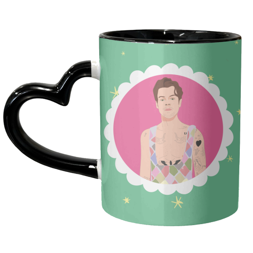 Harry Pretty in Pink And Green - unique mug by Laura Lonsdale