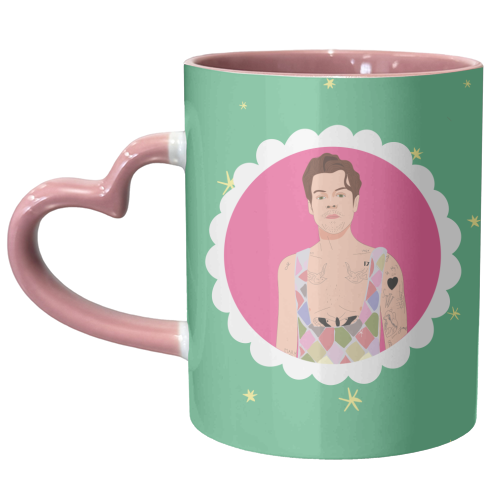 Harry Pretty in Pink And Green - unique mug by Laura Lonsdale
