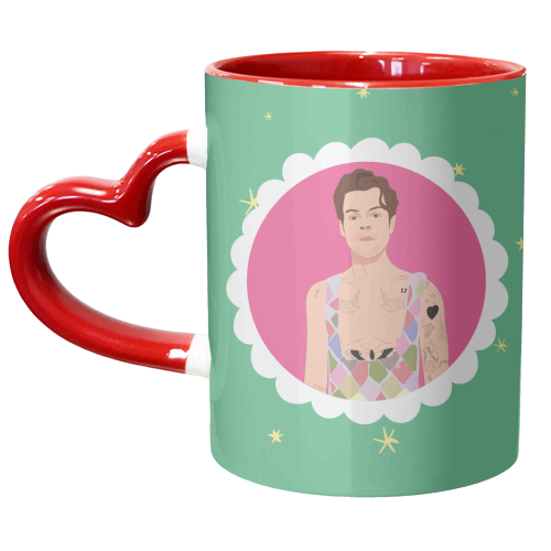 Harry Pretty in Pink And Green - unique mug by Laura Lonsdale