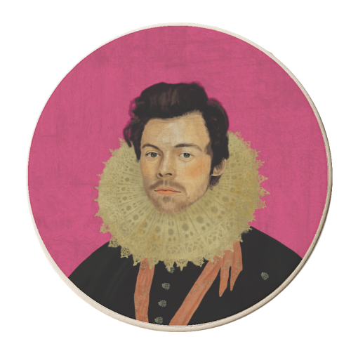 Harry Renaissance Painting Pink - personalised beer coaster by AbiGoLucky