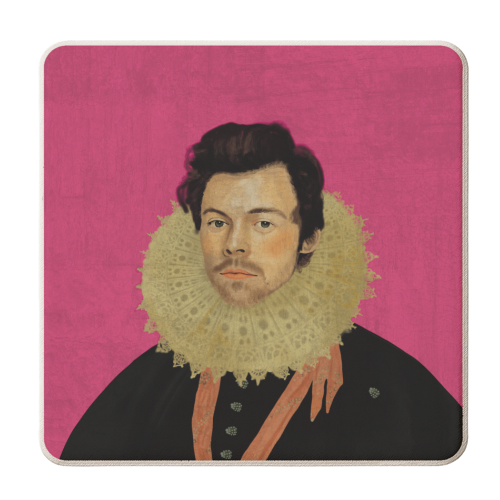Harry Renaissance Painting Pink - personalised beer coaster by AbiGoLucky