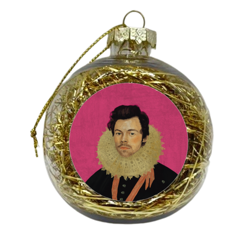 Harry Renaissance Painting Pink - xmas bauble by AbiGoLucky