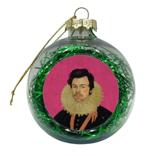 Harry Renaissance Painting Pink - xmas bauble by AbiGoLucky