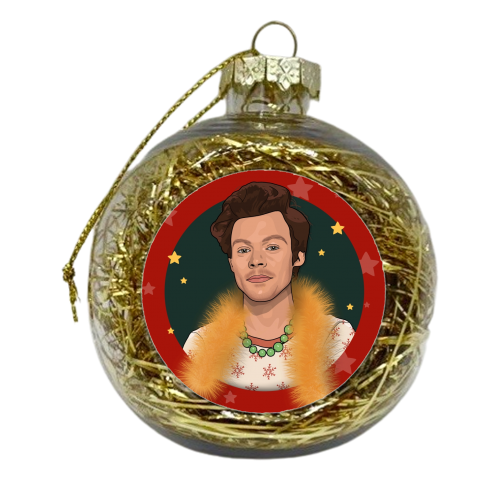 Harry Christmas star and tinsel print - xmas bauble by The Girl Next Draw