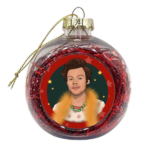 Harry Christmas star and tinsel print - xmas bauble by The Girl Next Draw