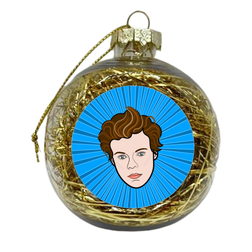 Harry Portrait (blue burst) - xmas bauble by Adam Regester