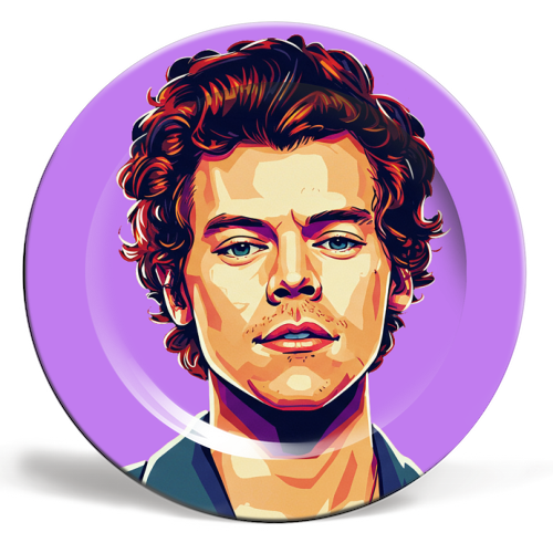 Harry Portrait on a Purple Background - ceramic dinner plate by David Bond