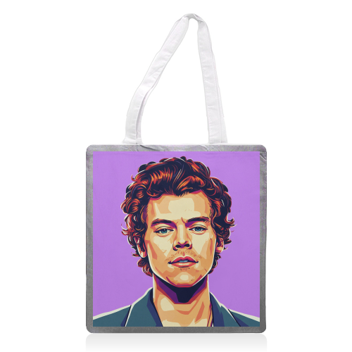 Harry Portrait on a Purple Background - printed canvas tote bag by David Bond