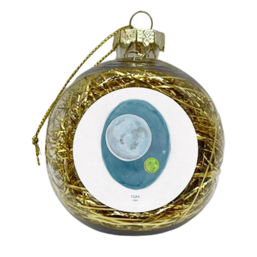 Haruki Murakami's 1Q84 // Novel Illustration of Two Moons in a Night Sky in Pencil & Watercolour - xmas bauble by A Rose Cast - Karen Murray
