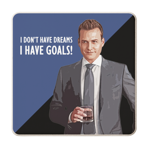 Harvey - I Don't have dreams, I have goals! - personalised beer coaster by DOLLY WOLFE