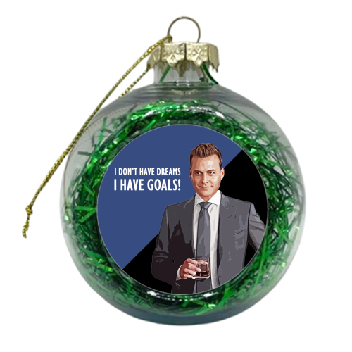 Harvey - I Don't have dreams, I have goals! - xmas bauble by DOLLY WOLFE