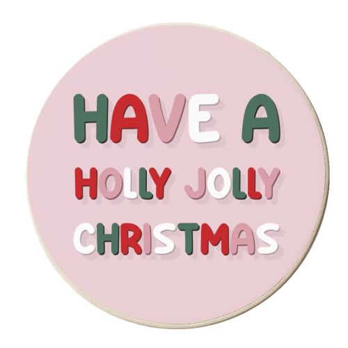 Have a holly jolly Christmas - personalised beer coaster by The Girl Next Draw