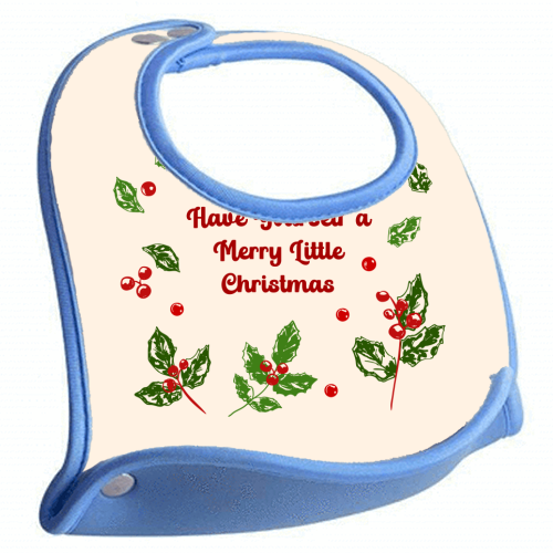 Have Yourself a Merry Little Christmas with Holly Berries Illustration - feeding bib by EZbie