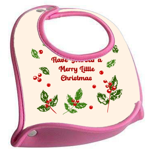 Have Yourself a Merry Little Christmas with Holly Berries Illustration - feeding bib by EZbie