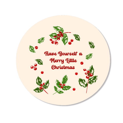 Have Yourself a Merry Little Christmas with Holly Berries Illustration - Magnet by EZbie