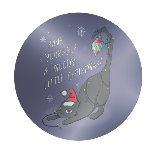 Have Yourself A Moody Little Christmas - Circle Sticker by Melina Garcia Ayala