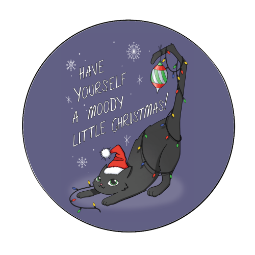 Have Yourself A Moody Little Christmas - Circle Sticker by Melina Garcia Ayala