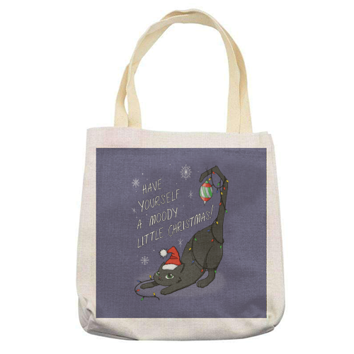 Have Yourself A Moody Little Christmas - printed canvas tote bag by Melina Garcia Ayala