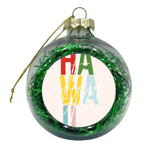 Hawaii "The Islands of Aloha" Color State - xmas bauble by Toni Scott