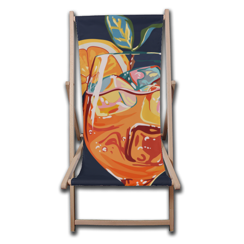 Hawaiian Cocktail, Fresh Orange Fruity Mimosa, Pop of Color Food Bohemian Eclectic Modern Drink - canvas deck chair by Uma Prabhakar Gokhale