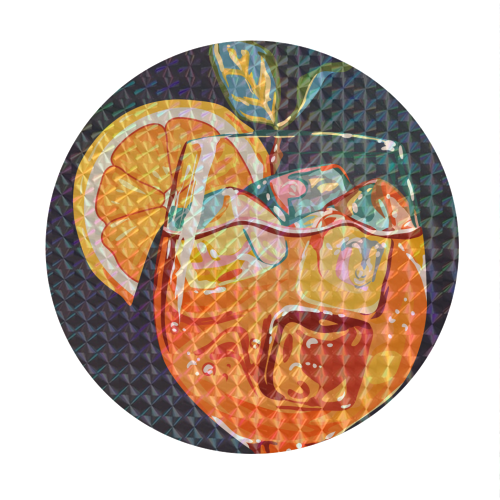 Hawaiian Cocktail, Fresh Orange Fruity Mimosa, Pop of Color Food Bohemian Eclectic Modern Drink - Circle Sticker by Uma Prabhakar Gokhale