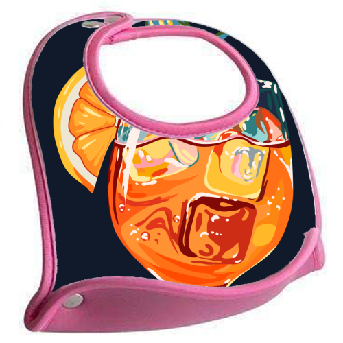 Hawaiian Cocktail, Fresh Orange Fruity Mimosa, Pop of Color Food Bohemian Eclectic Modern Drink - feeding bib by Uma Prabhakar Gokhale