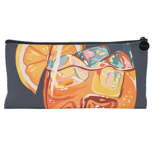 Hawaiian Cocktail, Fresh Orange Fruity Mimosa, Pop of Color Food Bohemian Eclectic Modern Drink - flat pencil case by Uma Prabhakar Gokhale
