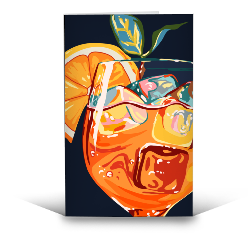 Hawaiian Cocktail, Fresh Orange Fruity Mimosa, Pop of Color Food Bohemian Eclectic Modern Drink - funny greeting card by Uma Prabhakar Gokhale