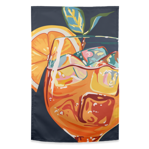Hawaiian Cocktail, Fresh Orange Fruity Mimosa, Pop of Color Food Bohemian Eclectic Modern Drink - funny tea towel by Uma Prabhakar Gokhale