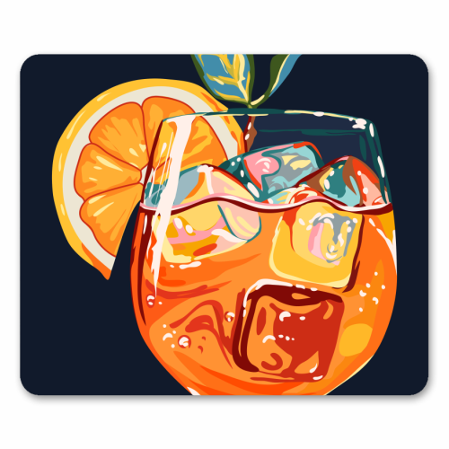 Hawaiian Cocktail, Fresh Orange Fruity Mimosa, Pop of Color Food Bohemian Eclectic Modern Drink - mouse mat by Uma Prabhakar Gokhale