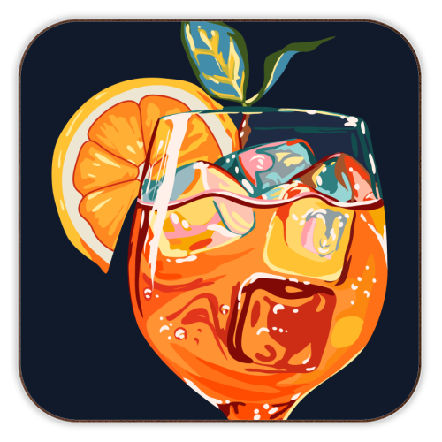 Hawaiian Cocktail, Fresh Orange Fruity Mimosa, Pop of Color Food Bohemian Eclectic Modern Drink - personalised beer coaster by Uma Prabhakar Gokhale