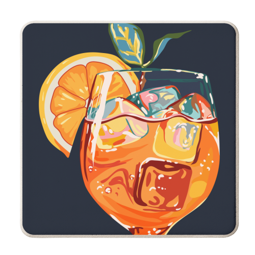 Hawaiian Cocktail, Fresh Orange Fruity Mimosa, Pop of Color Food Bohemian Eclectic Modern Drink - personalised beer coaster by Uma Prabhakar Gokhale