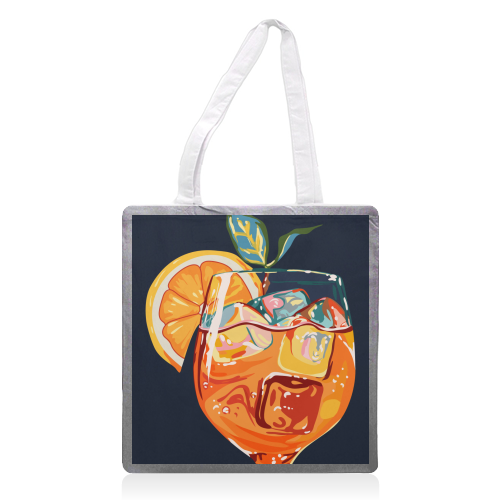 Hawaiian Cocktail, Fresh Orange Fruity Mimosa, Pop of Color Food Bohemian Eclectic Modern Drink - printed canvas tote bag by Uma Prabhakar Gokhale
