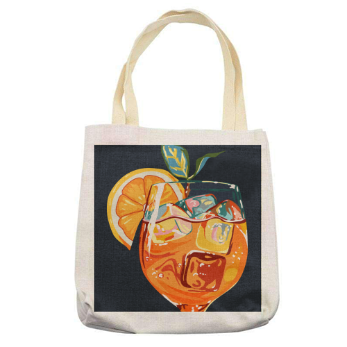 Hawaiian Cocktail, Fresh Orange Fruity Mimosa, Pop of Color Food Bohemian Eclectic Modern Drink - printed canvas tote bag by Uma Prabhakar Gokhale
