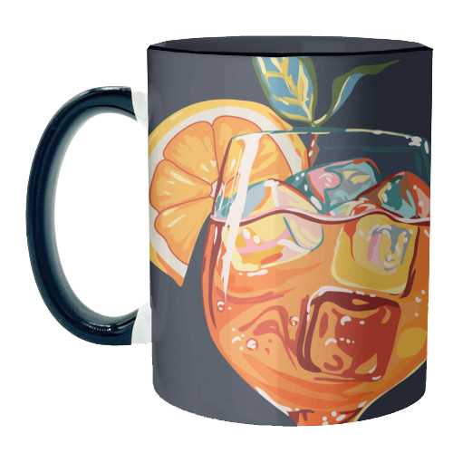 Hawaiian Cocktail, Fresh Orange Fruity Mimosa, Pop of Color Food Bohemian Eclectic Modern Drink - unique mug by Uma Prabhakar Gokhale