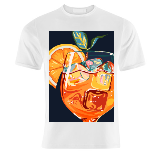 Hawaiian Cocktail, Fresh Orange Fruity Mimosa, Pop of Color Food Bohemian Eclectic Modern Drink - unique t shirt by Uma Prabhakar Gokhale