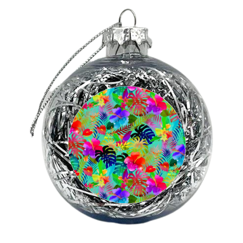 Hawaiian Hibiscus - xmas bauble by Colour Pop Prints