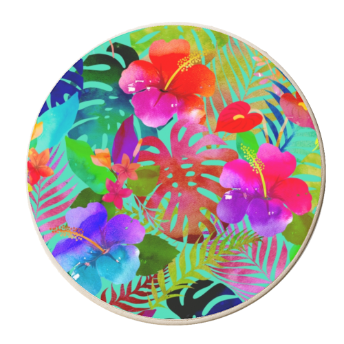 Hawaiian Hibiscus - personalised beer coaster by Colour Pop Prints