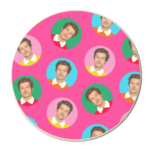 Hazza Balls Pink - personalised beer coaster by DOLLY WOLFE
