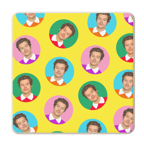 Hazza Balls Yellow - personalised beer coaster by DOLLY WOLFE