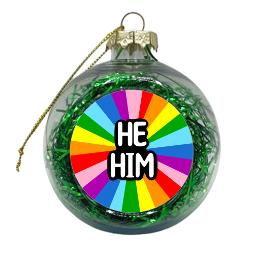 He him lgbtq+ - xmas bauble by The Girl Next Draw