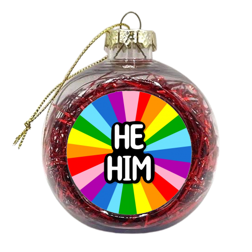 He him lgbtq+ - xmas bauble by The Girl Next Draw