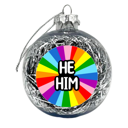 He him lgbtq+ - xmas bauble by The Girl Next Draw