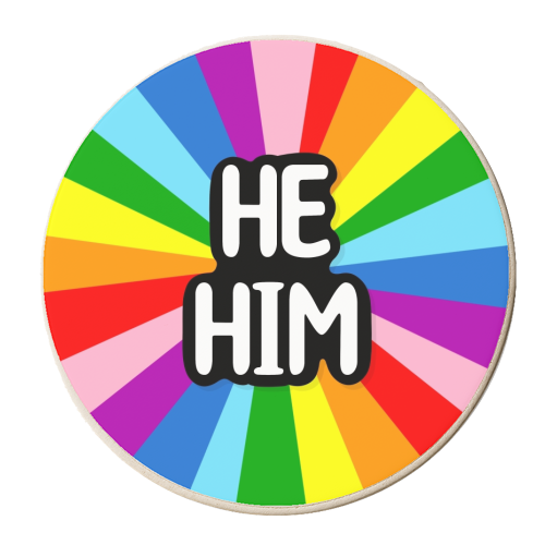 He him lgbtq+ - personalised beer coaster by The Girl Next Draw